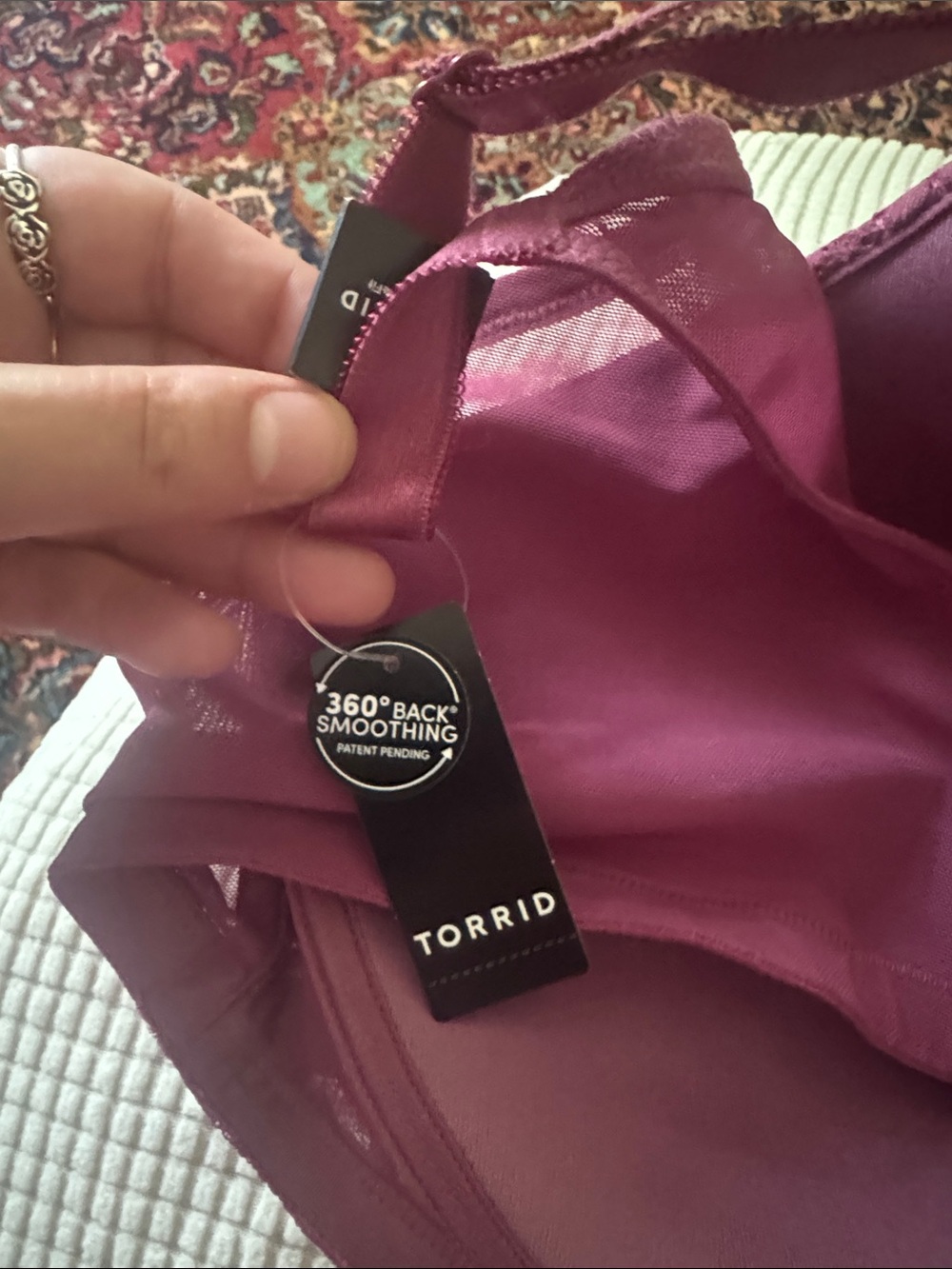 NWT Torrid lightly lined wire free Cassie lace bra violet purple 42DD - Picture 5 of 7